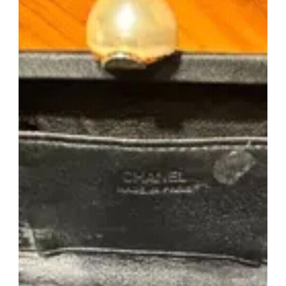 Chanel Vintage Women's Evening Purse Satin/Leather Pearl Embellished A+ - Picture 12 of 12